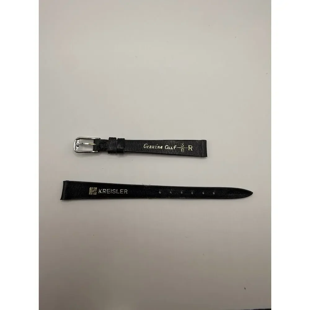 10mm KREISLER Saddle Calf Black NOS Vintage Watch Band & Silver-Tone Buckle
